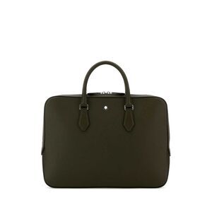 Montblanc Men Olive Green Leather Sartorial Briefcase